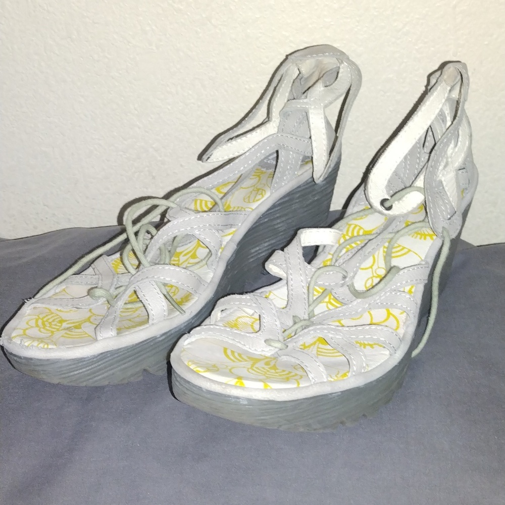 Fly London Platform Beige Sandals Size 41